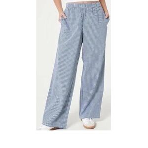 Hollister Blue Gingham Women's Wide-Leg Pants